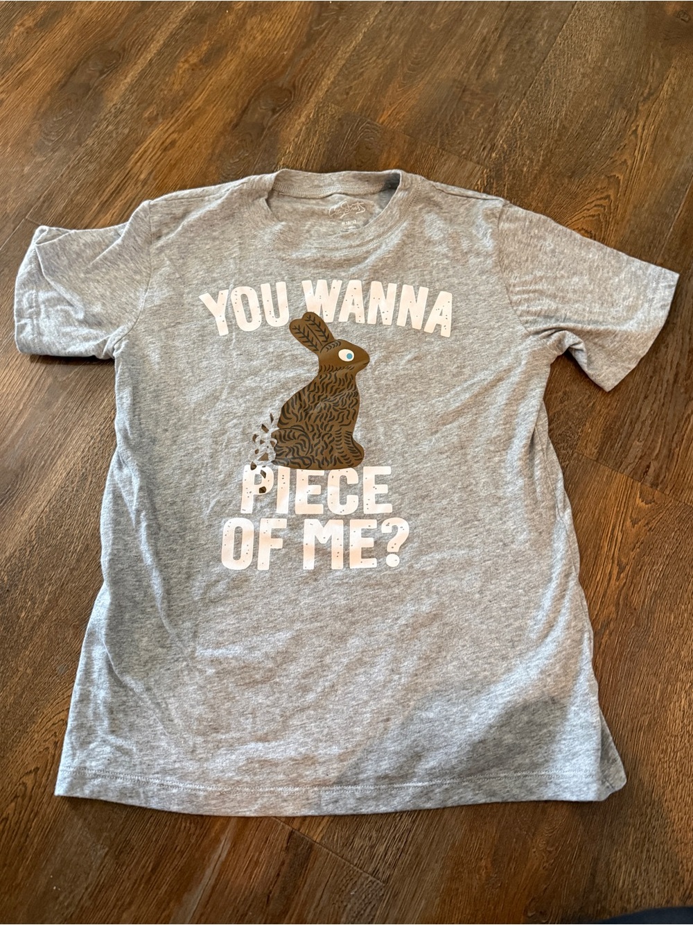Kids Gray Graphic Funny Easter Bunny Tee - You Wanna Piece Of Me?